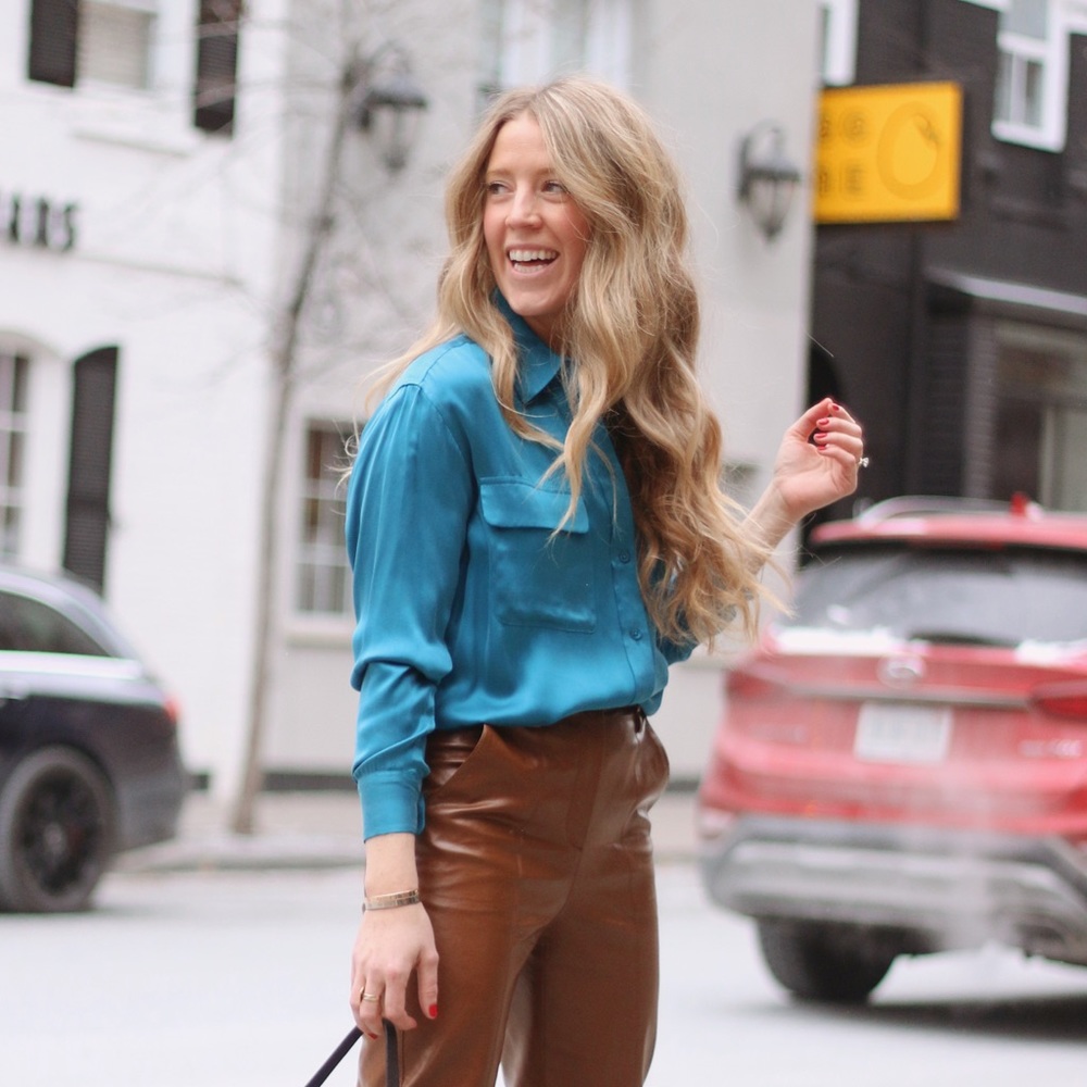 Equipment Blue Silk Button Up Blouse